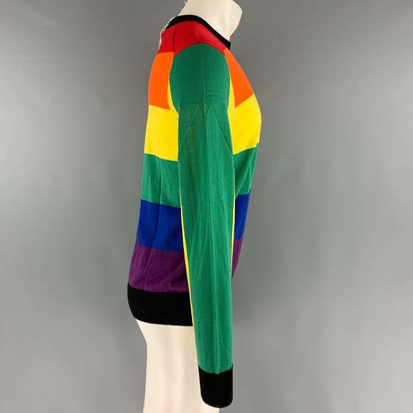 VETEMENTS X CDG SS17 Gay Flag Multi-Color Wool Crew-Neck Pullover - Picture 2 of 7